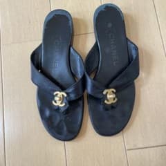 CHANEL シャネル ヴィンテージ 夏 トングサンダル 23cm ブラック CHANEL シャネル ヴィンテージ 夏 トングサンダル 23cm ブラック
