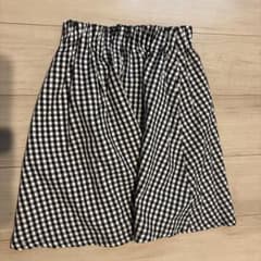 Gingham check flared mini skirt, black