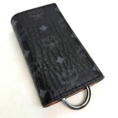 極美品】MCM キーケース ヴィセトス 4連 シボ革 バイカラー ブラック