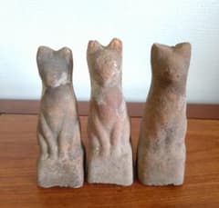 鉄砲狐3体　古道具　陶人形　土人形　アンティーク　鉄砲狐　今戸焼　稲荷　素焼 鉄砲狐3体 古道具 陶人形 土人形 アンティーク 鉄砲狐 今戸焼