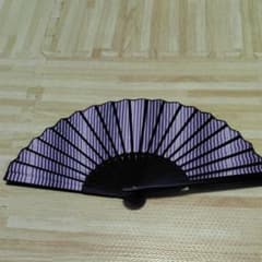 【美品】小倉織 扇子 紫系 ストライプ柄小倉縞縞のサムネイル
