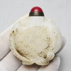 骨董品 本物和田白玉 手彫 清代人参如意紋 鼻煙壺 薬瓶 美品 骨董品本物和田白玉手彫清代人参如意紋鼻煙壺薬瓶美品|mercariメルカリ
