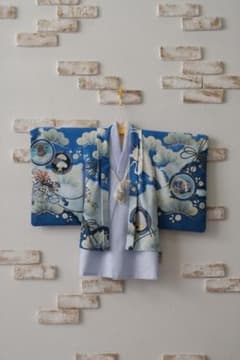 46.　☆ kinaco☆3歳　七五三　着物 青色 雲と鶴 46. ☆ kinaco様専用☆3歳 七五三 着物 青色 雲と鶴 - メルカリ