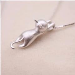 S９２５ 可愛い猫ネックレス ソリッド シルバー 970のサムネイル