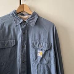 Carhartt ワークシャツ XL 青　古着　シャツ　綿　ビック　カーハートのサムネイル