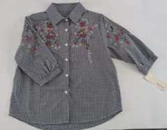 Guroa ギンガムチェック 刺繍ブラウス 七分袖のサムネイル