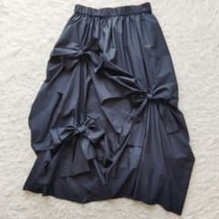 美品❉ MUVEIL ミュベール リボンノットスカート ネイビー L 美品❉ MUVEIL ミュベール リボンノットスカート ネイビー L - メルカリ