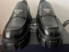 【新品】PRADA モノリス ブラッシュドレザー厚底ローファー サイズ 41