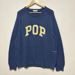 POP TRADING COMPANY クールネック セーター ニット ブルー