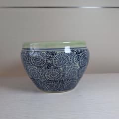 K 陶器 鉢 渦巻き模様 染付 陶芸 インテリアとしても