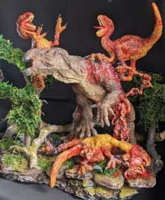 オリジナル恐竜決闘場面（ジオラマベース付）【ハンドメイド受注製作 