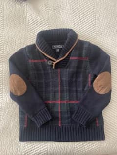Massimo Dutti ネイビー チェック セーター 98-110cmのサムネイル