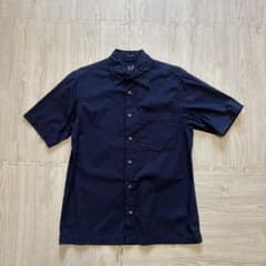 00s OLD GAP 半袖ストレッチシャツ 紺 XSのサムネイル