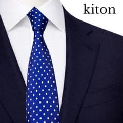 美品】kiton キートン ネクタイ 青 ドット柄 セッテピエゲ - メルカリ