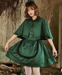 グリーン メイド服 サテン フリル付きのサムネイル