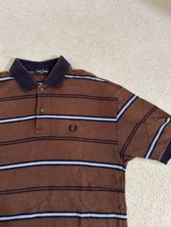 FRED PERRY フレッドペリー ボーダー ポロシャツ ブラウン 月桂樹のサムネイル