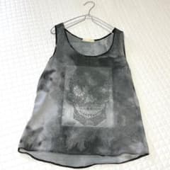 【Y2K】スカル ラインストーン ノースリーブ カットソー タイダイ柄 グランジのサムネイル