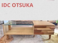 引取限定】IDC大塚家具 木製ローテーブル110cm 、モーブル、北欧風