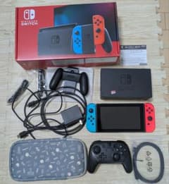 完品+おまけ Nintendo Switch 本体 ネオンブルー/ネオンレッド - メルカリ