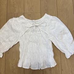 as know as 花柄刺繍 半袖ブラウス ホワイトのサムネイル
