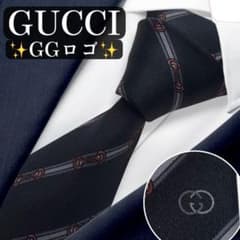 GUCCI ネクタイ グッチ GGロゴ ブラック ヴィンテージ シルク - メルカリ