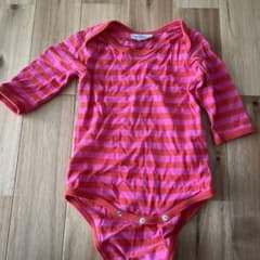 marimekko 赤とピンク ストライプロンパースのサムネイル
