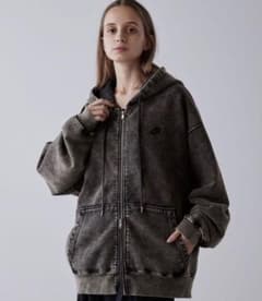 【CLEL】ヘビーウェイト ロゴ刺繍フルジップパーカー ブラウンのサムネイル