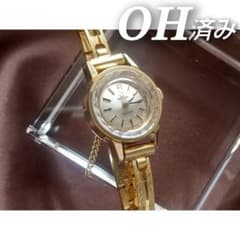 ⭐OH済　オメガ　綺麗　カットガラス　金色　新品ベルト　腕時計レディース　極美品のサムネイル