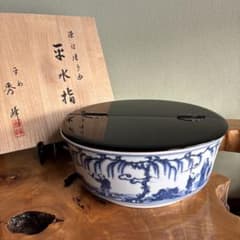 染付唐子画 平水指 平安秀峰造 茶道具 共箱 染付唐子画 平水指 平安秀峰造 茶道具 共箱 - メルカリ
