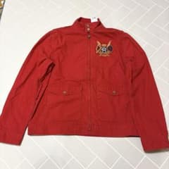 レア✨RUGBYラルフローレン✨ミリタリージャケット　赤黒　カシミヤ混 未使用タグ付】RUGBY ラルフローレン エンブレム刺繍 ジャケット 赤 M