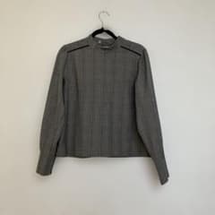 グレンチェック柄 ハイネックブラウス 長袖のサムネイル