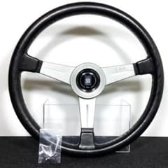 美品 ナルディ クラシック シルバースポーク ブラックレザー 36.5φ