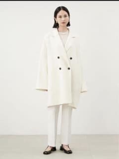新品】ミラオーウェン ワイドシルエットダブルブレストコート ホワイト
