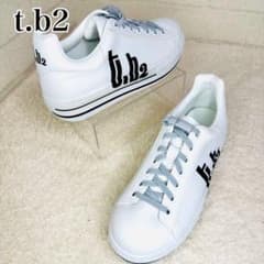 新品未使用品 センソユニコ t.b2 レザースニーカー 白 23cm ビッグロゴ