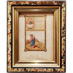 初聖体拝領式の証明書　1877年　ルクセンブルク　アンティーク　版画　額縁 初聖体拝領式の証明書 1877年 ルクセンブルク アンティーク 版画