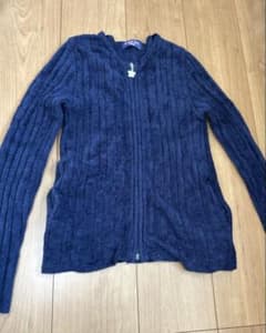 ANNA SUI ネイビー リブ編みカーディガンのサムネイル