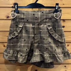 LIZLISA リズリサ チェックハート柄フリルショートパンツ ブラウン