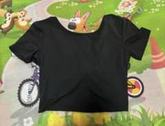バッククロス 半袖 クロップド丈 Tシャツ ブラックのサムネイル