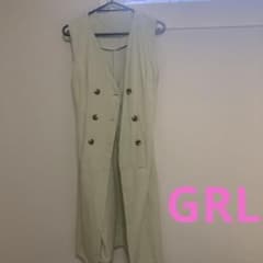 GRL トレンチコート風 ジレ ロングベスト　グリーン