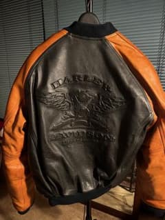 Harley Davidson レザージャケット 黒・オレンジのサムネイル