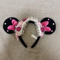 ディズニー ミニー カチューシャ フリル ローズ 薔薇 ピンク