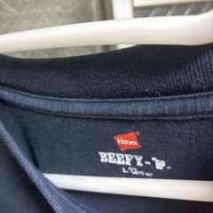 Hanes BEEFY-T 長袖カットソー ネイビー Lのサムネイル