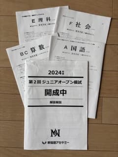 2024年度 第2回ジュニアオープン模試 開成中 問題解答解説 早稲田