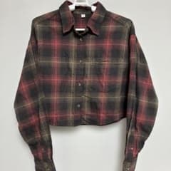 GU チェック柄 長袖シャツ クロップド丈のサムネイル