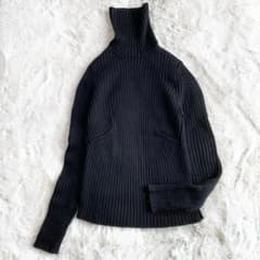 極美品 クルチアーニ タートルネック デザインリブニット ウール