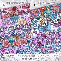 【リボンマート】小花20mm ストラップ生地両面プリントリボン10種セットのサムネイル