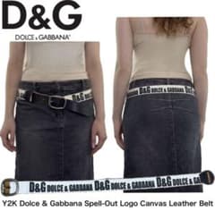 D&G ドルチェ＆ガッバーナ ロゴベルト Y2K ヴィンテージ キャンバス 革