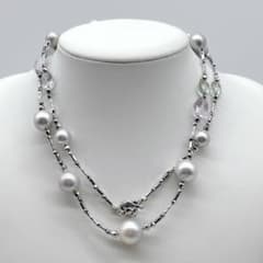 極美品✨南洋パール ネックレス 13.5-9.9mm 80.5cm シルバー - メルカリ