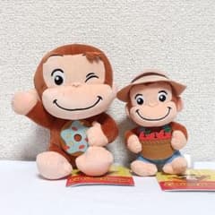 新品タグ付 おさるのジョージ ドーナツ オーバーオール ぬいぐるみ マスコット