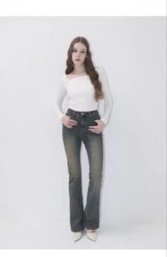 YILON SEMI FLARE DENIM WASH BLUE XS SIZE - メルカリ